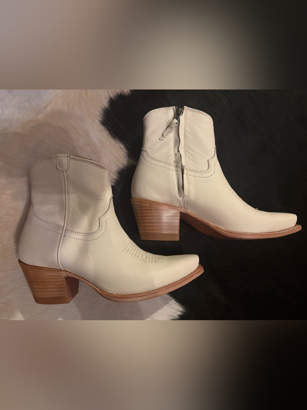 Tecovas Daisy Western Ankle Boots Bone US 7.5 Like New